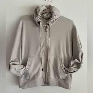 SOFT COZY NEUTRAL FULL ZIP HOODIE SWEATSHIRT WOMENS SIZE MEDIUM